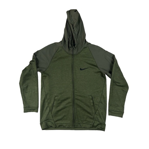 Nike Dri-Fit Men Green Full Zip Hoodie Active Jacket Sz L‎ - Picture 1 of 7